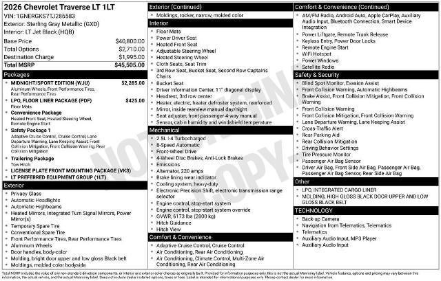 2026 Chevrolet Traverse LT