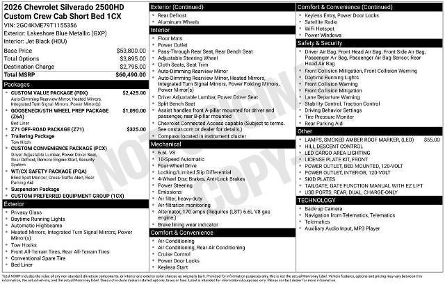 2026 Chevrolet Silverado 2500 HD Custom