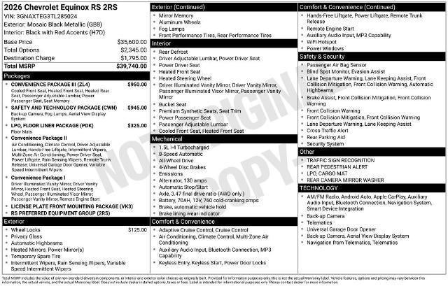 2026 Chevrolet Equinox RS