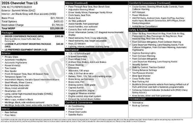 2026 Chevrolet Trax LS