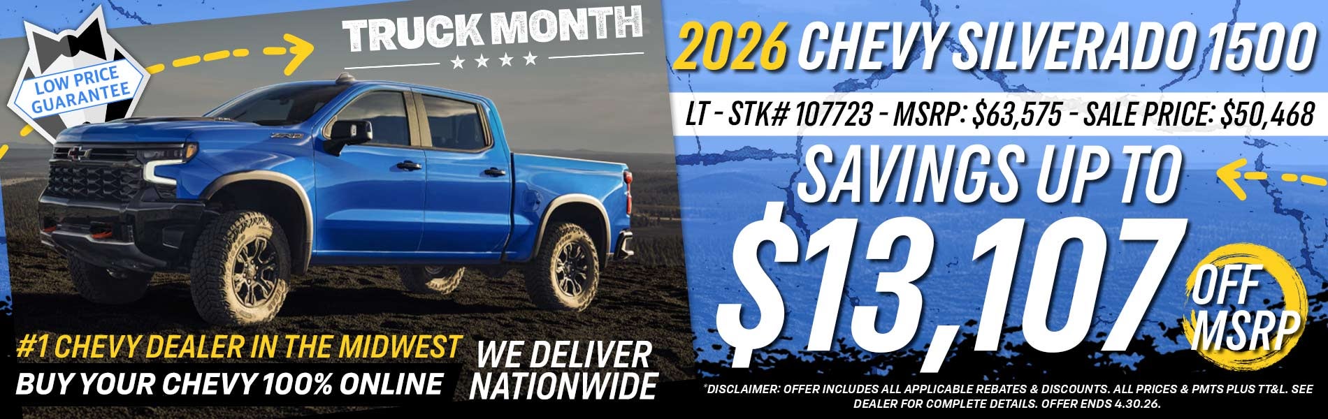 2026 Chevy Silverado 1500 - Savings Up To $13,107 Off MSRP