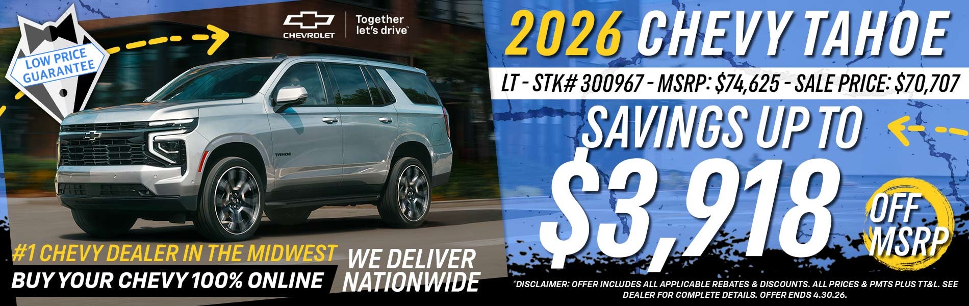 2026 Chevy Tahoe - Savings Up to $3,918 Off MSRP