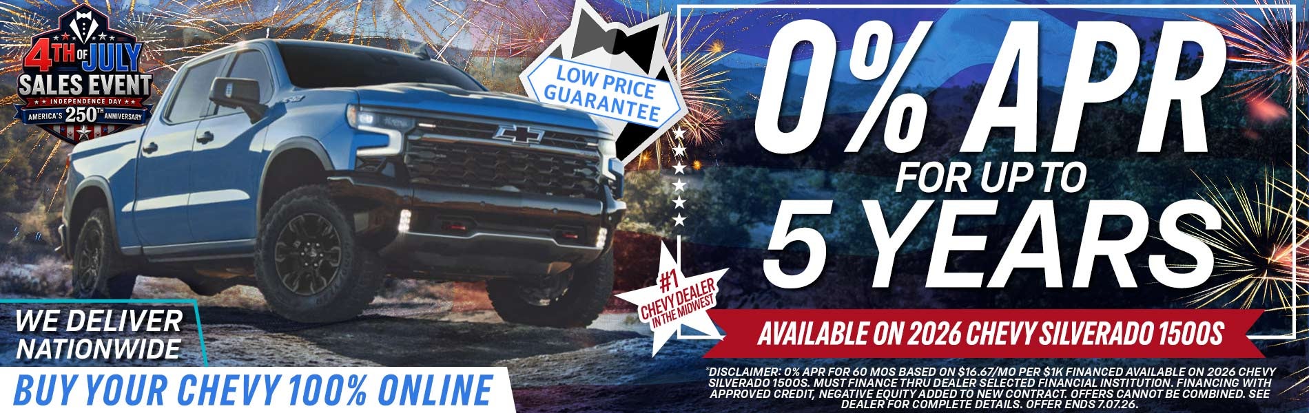 Get 0% APR For Up To 5 Years On 2026 Chevy Silverado 1500s