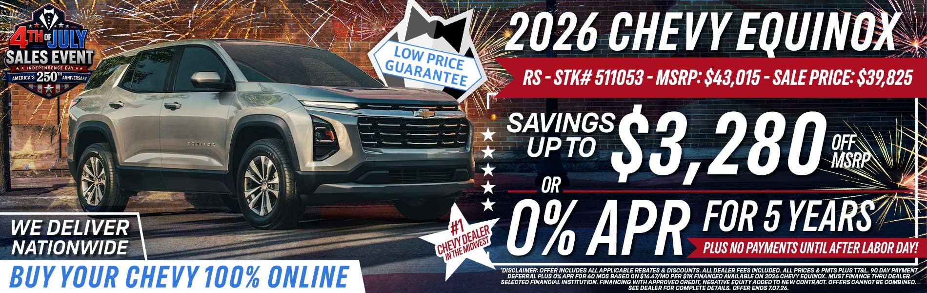 2026 Chevy Equinox - Savings Up To $3,280 Off MSRP OR 0% APR