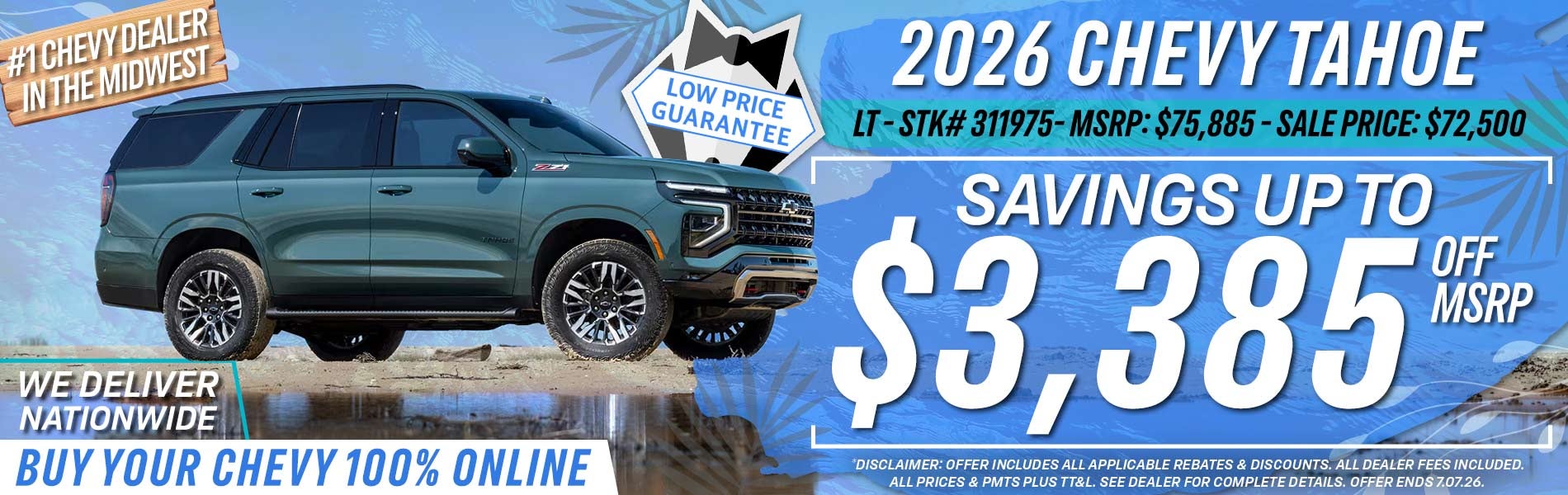 2026 Chevy Tahoe - Savings Up to $3,385 Off MSRP