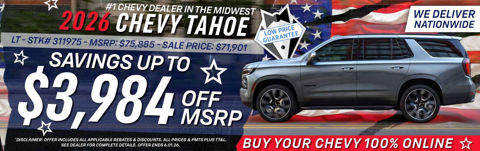 2026 Chevy Tahoe - Savings Up to $3,984 Off MSRP