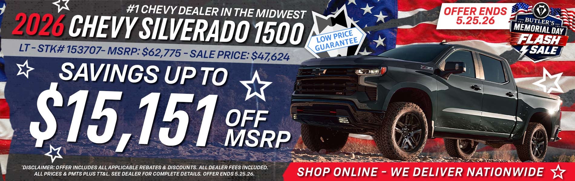 2026 Chevy Silverado 1500 - Savings Up To $15,151 Off MSRP