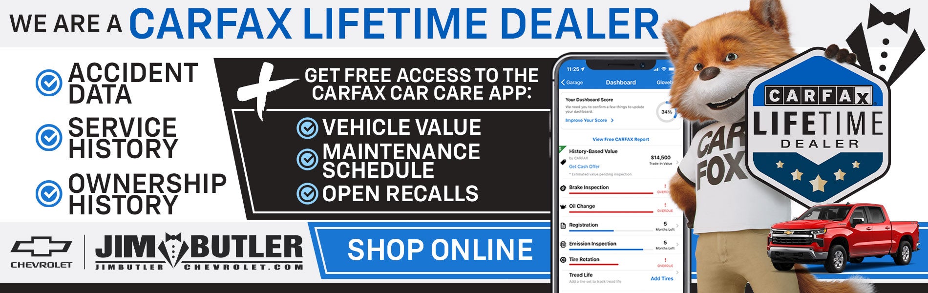 Get Free CarFax For Life At Jim Butler Chevrolet